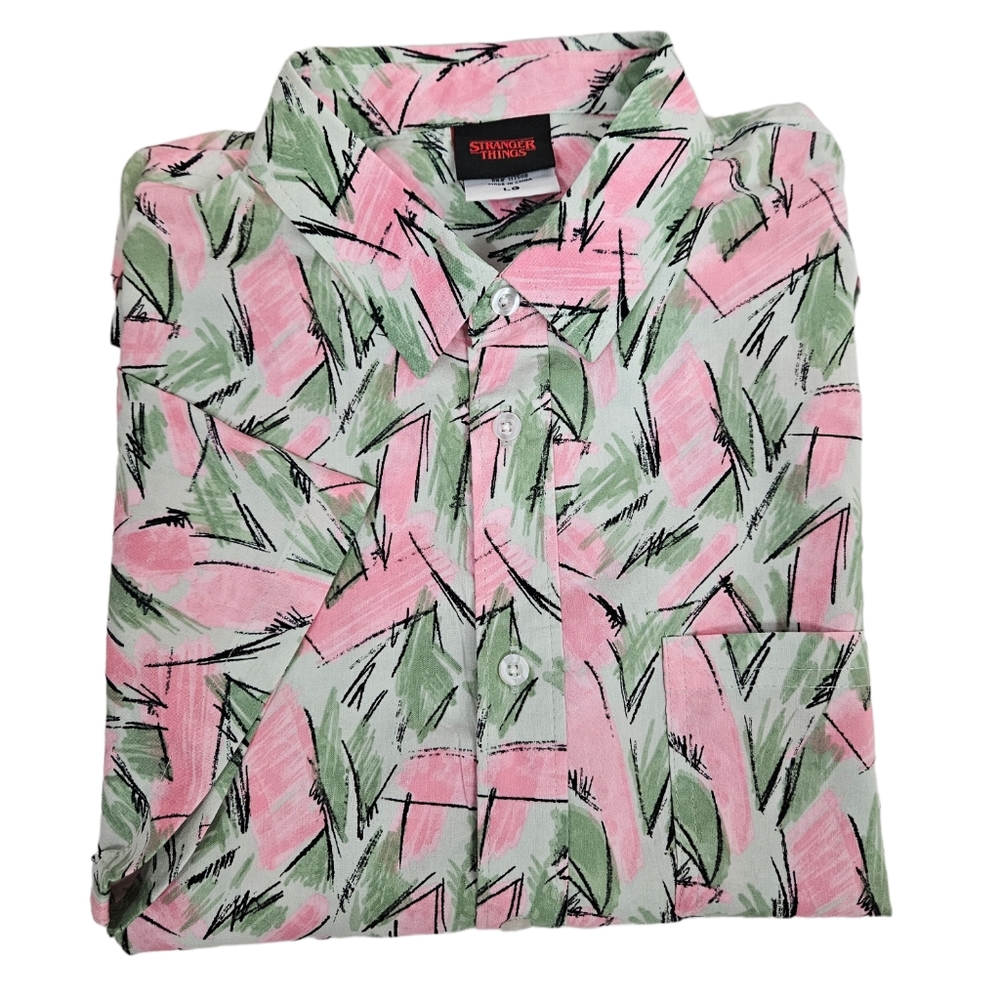 Stranger Things Cosplay Stranger Things Hopper Woven Button Up Shirt Large Men's